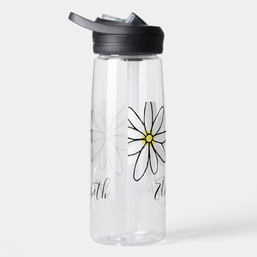 Daisy Doodle Flower Personalized Monogram Waterfles (Rechts)