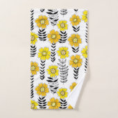 Daisy doodles in geel en zwart bad handdoek (Handdoek)