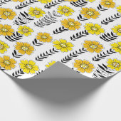 Daisy doodles in geel en zwart cadeaupapier (Hoek)
