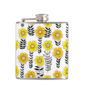Daisy doodles in geel en zwart heupfles (Voorkant)