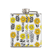 Daisy doodles in geel en zwart heupfles (Achterkant)