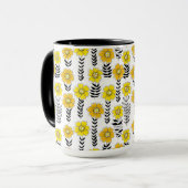 Daisy doodles in geel en zwart mok (Voorkant links)