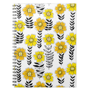 Daisy doodles in geel en zwart notitieboek