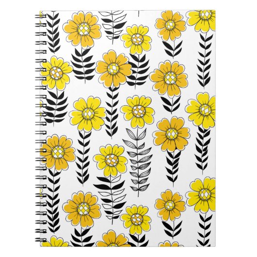 Daisy doodles in geel en zwart notitieboek (Voorkant)