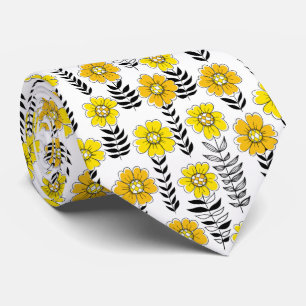 Daisy doodles in geel en zwart stropdas