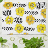 Daisy doodles in geel en zwart theedoek (Gevouwen)