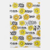Daisy doodles in geel en zwart theedoek (Verticaal)
