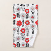 Daisy doodles in rood en zwart bad handdoek (Handdoek)