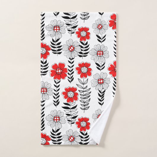 Daisy doodles in rood en zwart bad handdoek (Handdoek)