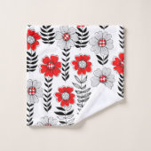 Daisy doodles in rood en zwart bad handdoek (Wasdoekje)