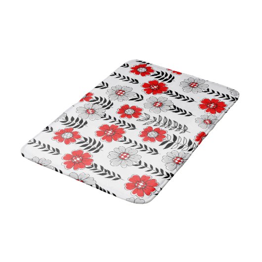 Daisy doodles in rood en zwart badmat (Gekanteld)