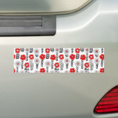 Daisy doodles in rood en zwart bumpersticker (Op auto)