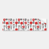 Daisy doodles in rood en zwart bumpersticker (Voorkant)