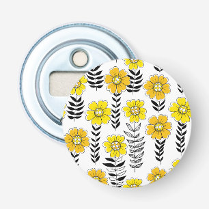 Daisy doodles in rood en zwart button flesopener
