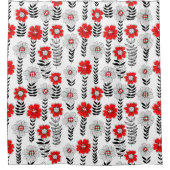 Daisy doodles in rood en zwart douchegordijn (Voorkant)