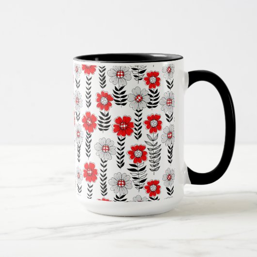 Daisy doodles in rood en zwart mok (Rechts)