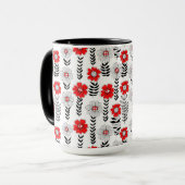 Daisy doodles in rood en zwart mok (Voorkant links)