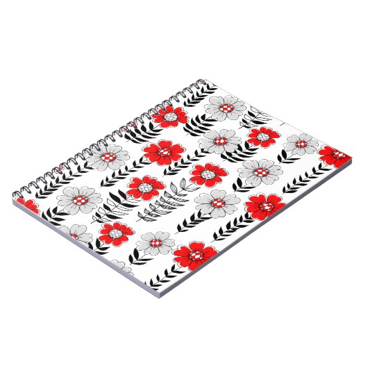 Daisy doodles in rood en zwart notitieboek (Linkerzijde)