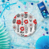 Daisy doodles in rood en zwart papieren bordje (Feest)