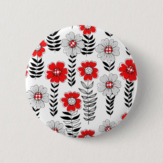 Daisy doodles in rood en zwart ronde button 5,7 cm (Voorkant)