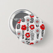 Daisy doodles in rood en zwart ronde button 5,7 cm (Voorkant /achterkant)