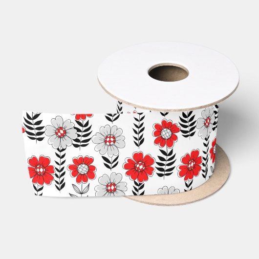 Daisy doodles in rood en zwart satijnen lint (Spoel)