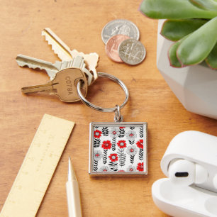 Daisy doodles in rood en zwart sleutelhanger