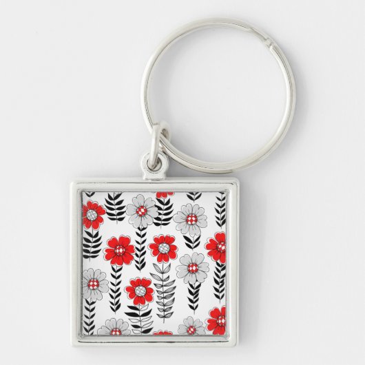 Daisy doodles in rood en zwart sleutelhanger (Voorkant)