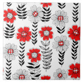 Daisy doodles in rood en zwart tegeltje (Voorkant)
