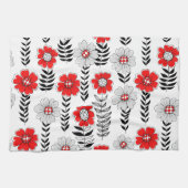 Daisy doodles in rood en zwart theedoek (Horizontaal)