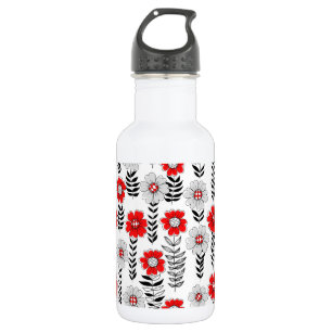 Daisy doodles in rood en zwart waterfles 
