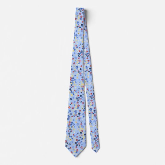 Daisy Dot Floral Sky Blue Stropdas (Voorkant)
