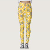 Daisy Dot Leggings met gele achtergrond (Voorkant)