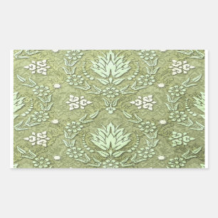 Daisy Double Damask in Shades of Olive Green Rechthoekige Sticker