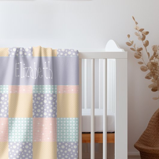 Daisy Dream Pastel Patchwork Sherpa Deken