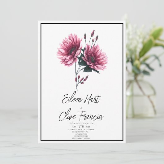 Daisy Dreams: Elegante zomer & lente bruiloft Kaart (Staand voorkant)