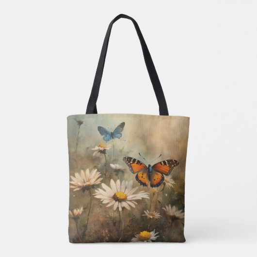 Daisy Dreams: Vlinder en Bloem Textuur tas (Achterkant)