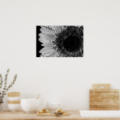 Daisy Droplets (zwart en wit) Poster (Keuken)