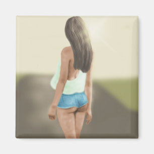 DAISY DUKES GIRL ART MAGNET