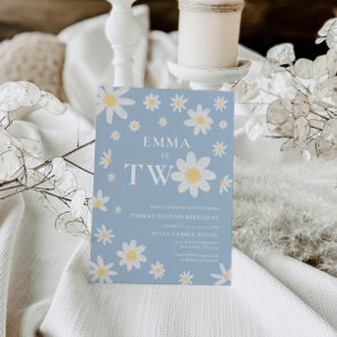 Daisy Dusty Blue Tweede 2e Verjaardag Twee Kaart