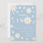 Daisy Dusty Blue Tweede 2e Verjaardag Twee Kaart (Voorkant)