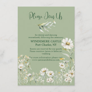 Daisy Earthy Sage & Botanical Greenery Wedding Informatiekaartje