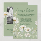 Daisy Earthy Sage & Botanical Greenery Wedding  Kaart (Voorkant / Achterkant)
