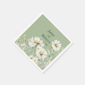 Daisy Earthy Sage & Botanical Greenery Wedding Servet (Hoek)