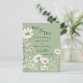 Daisy Earthy Sage & Botanisch Save the Date Briefkaart (Staand voorkant)