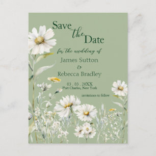Daisy Earthy Sage & Botanisch Save the Date Briefkaart