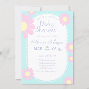Daisy Eenvoudig Baby shower Pastel Blauw Kaart