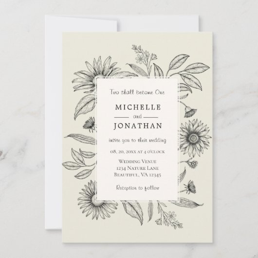 Daisy Eenvoudig  Bloemen Christelijk Bruiloft Kaart (Voorkant)