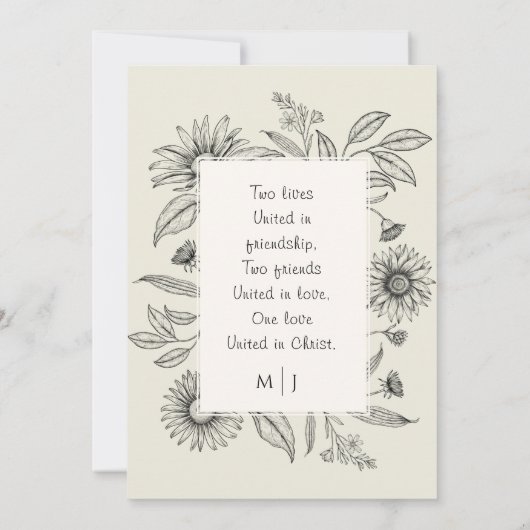 Daisy Eenvoudig  Bloemen Christelijk Bruiloft Kaart (Achterkant)