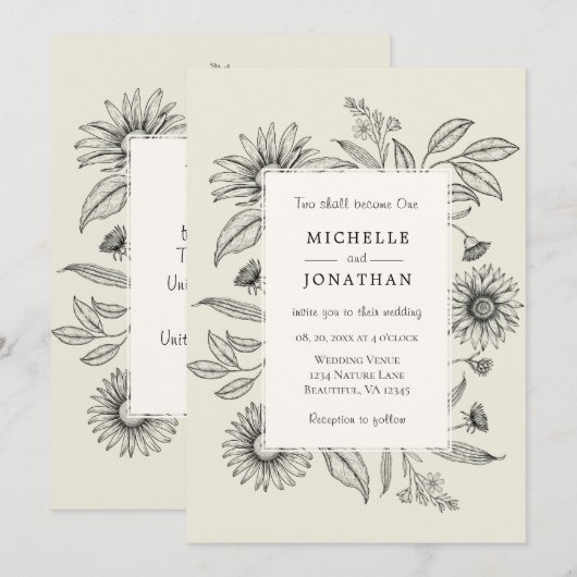 Daisy Eenvoudig  Bloemen Christelijk Bruiloft Kaart (Voorkant / Achterkant)